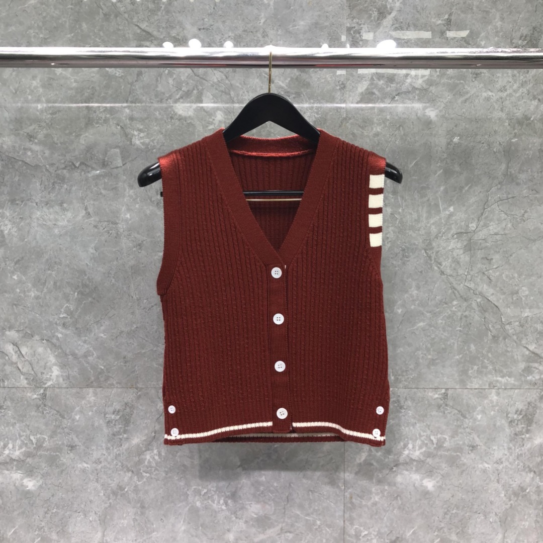 메리노 울 4-바 크롭 케이블 카디건 베스트