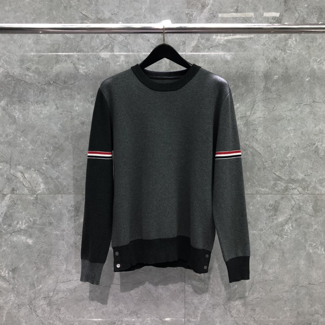 배색 라운드 니트