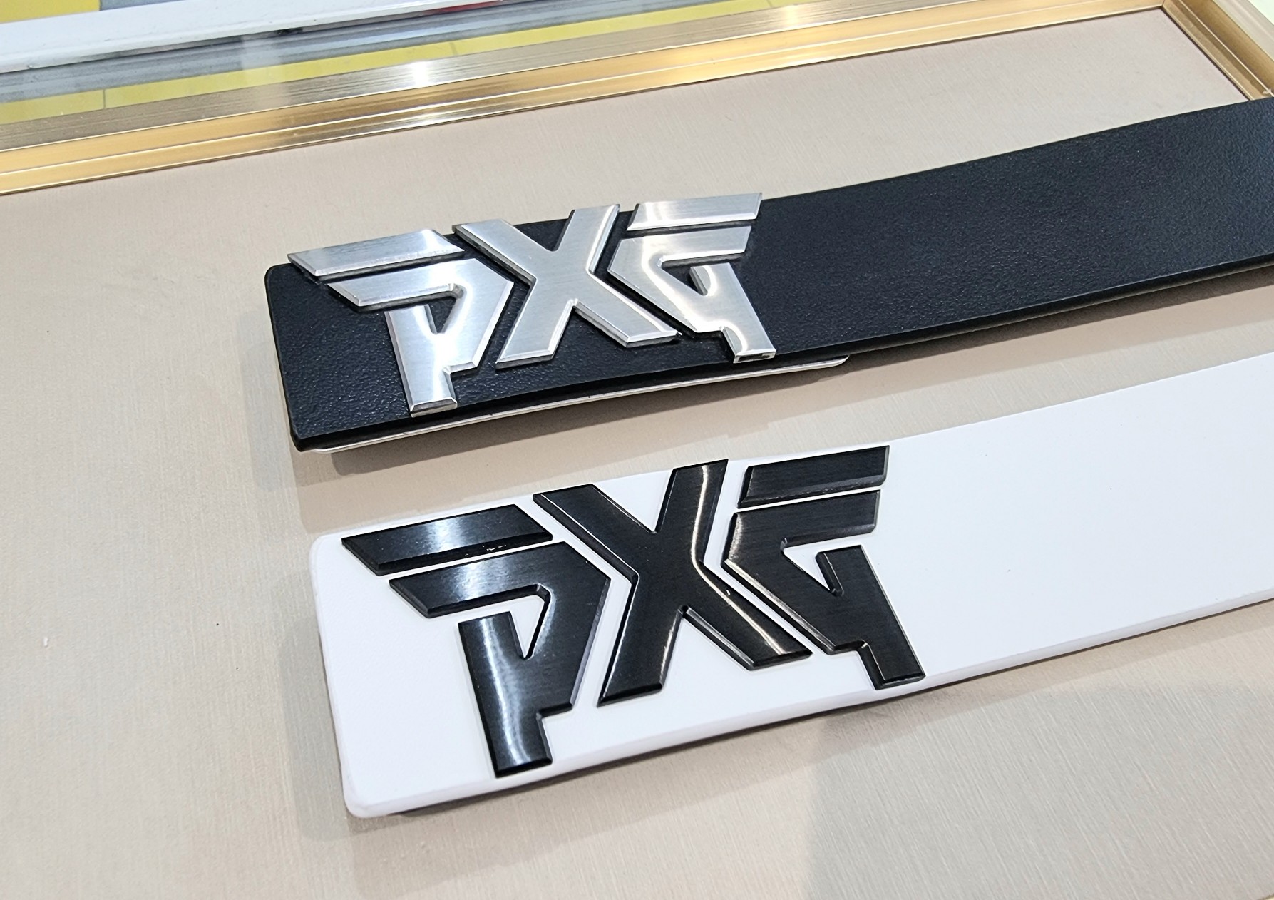 PXG Leather Black Buckle logo belt