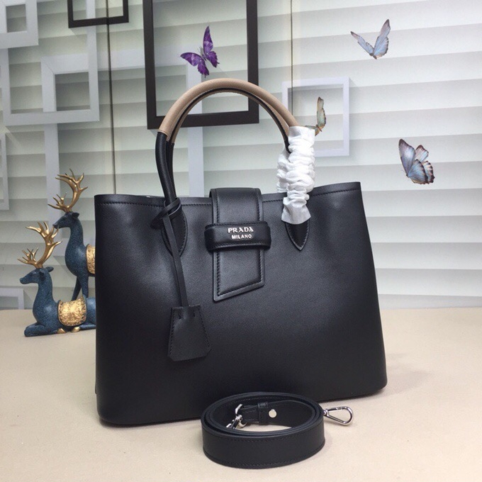 Prada 2020 Woman Leather Tote Shoulder Bag,33cm - 프라다 2020 여성용 레더 토트 숄더백 ,1BG148-3,33cm,블랙