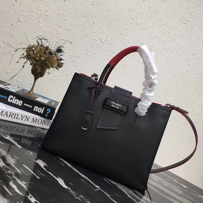 Prada 2020 Woman Leather Tote Shoulder Bag,33cm - 프라다 2020 여성용 레더 토트 숄더백 ,1BG148-4,33cm,블랙