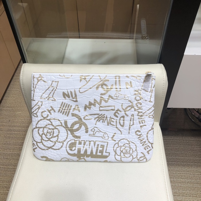 Chanel 2020 Leather Clutch Bag,28CM - 샤넬 2020 레더 클러치백,CHAB1241,28CM,화이트