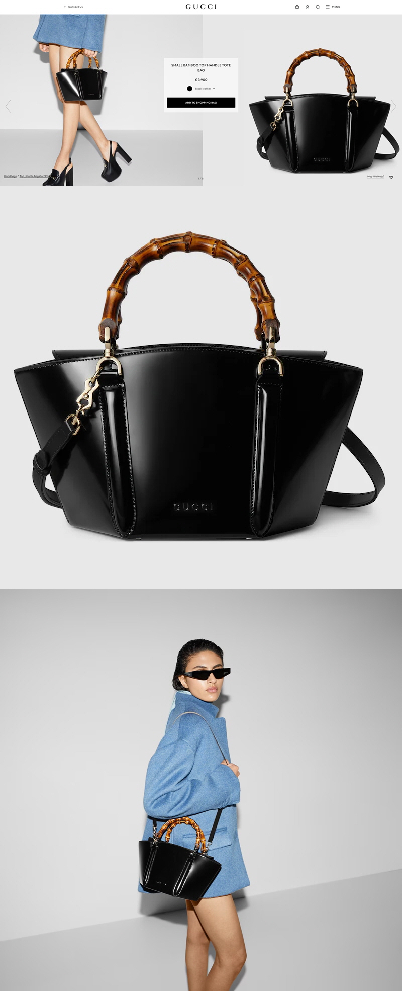 GUCCI 구찌 뱀부 탑 핸들 스몰 토트백