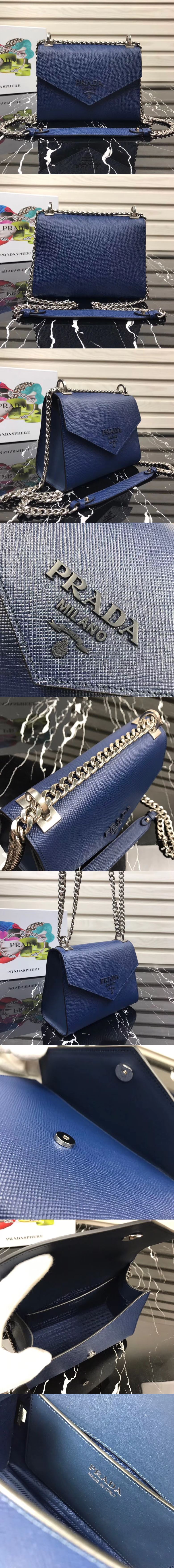 [PRADA]프라다 모노크롬 사피아노 레더백 1BD127-3