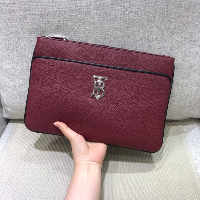 Burberry 2020 TB Leather Clutch Bag , 30cm - 버버리 2020 TB 남여공용 레더 클러치백 ,BURB0401,30cm,레드,블랙