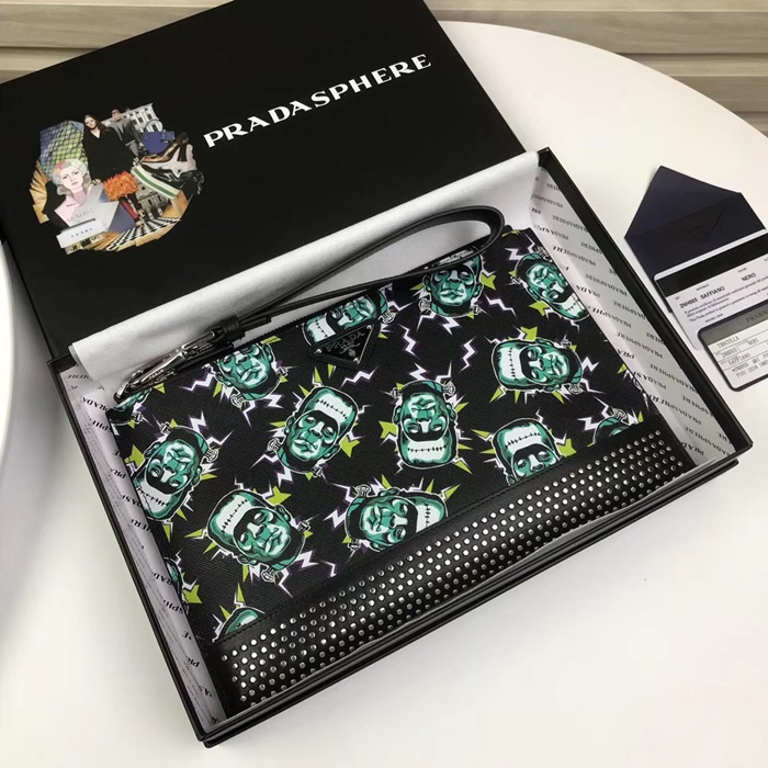 Prada 2020 Leather Mens Clutch Bag ,28CM - 프라다 2020 레더 남성용 클러치백 2NH005-7,28CM,블랙