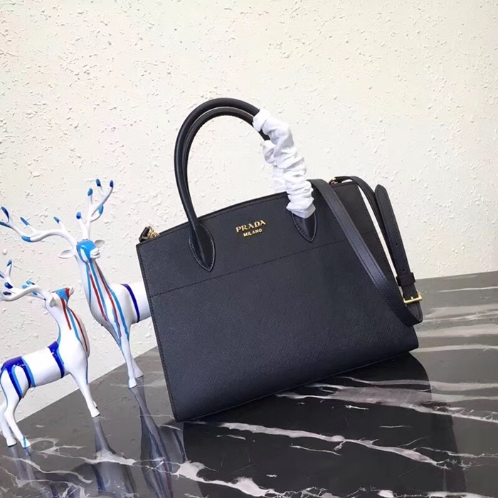 Prada 2020 Bibliothque Leather Tote Shoulder Bag,30cm - 프라다 2020 비블리오텍 여성용 레더 토트 숄더백 ,1BA049-9,30cm,블랙