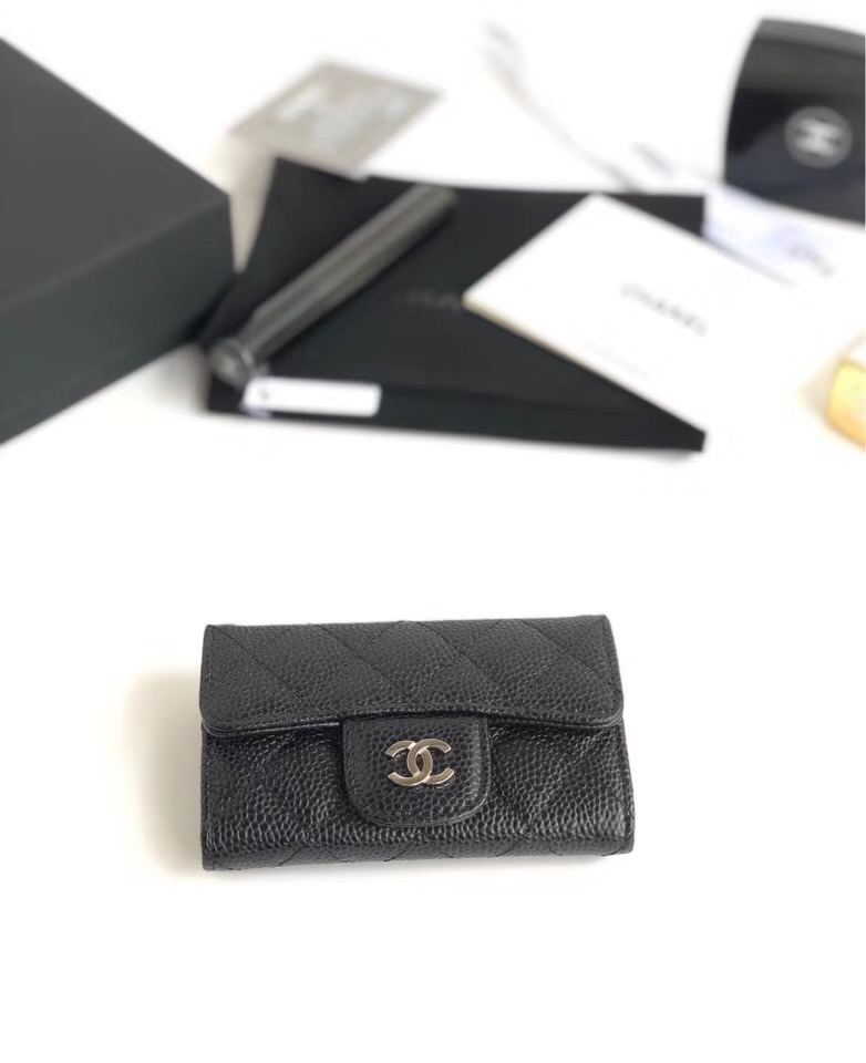 CHANEL 샤넬 카드지갑 케비어 은장 A80799