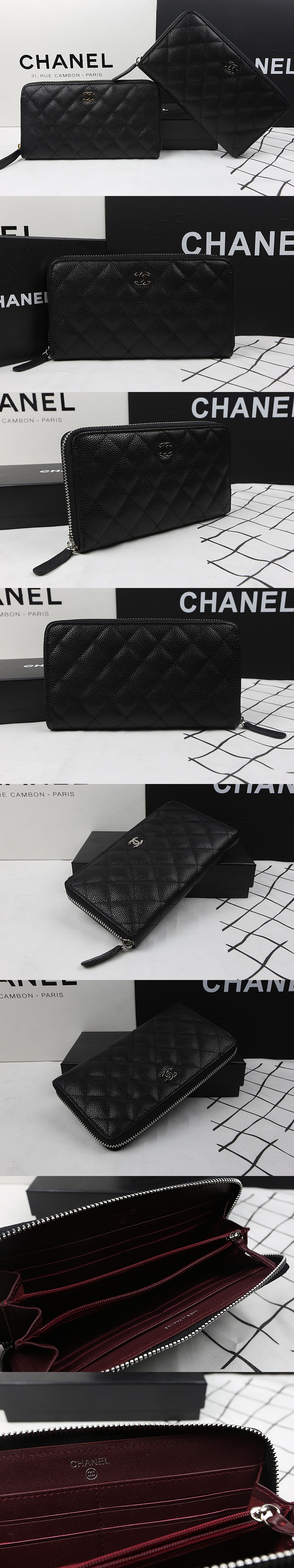 [CHANEL]샤넬 짚어라운드 캐비어 A50097