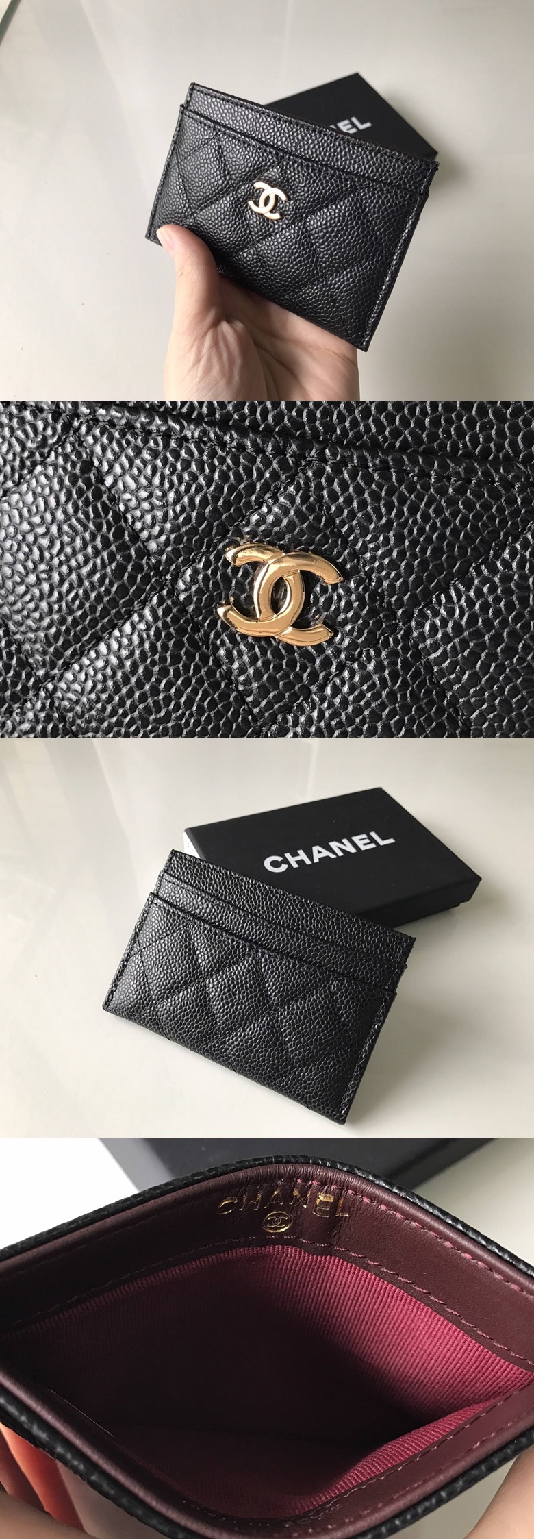  CHANEL 샤넬 카드지갑 캐비어 금장