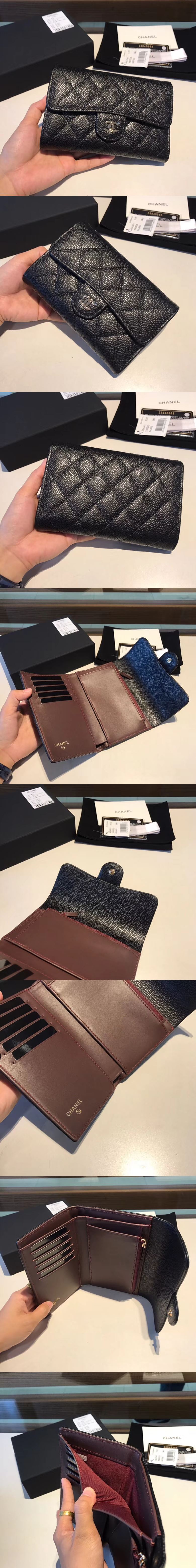 [CHANEL]샤넬 클래식 플랩 중지갑 A84341-3 캐비어 은장