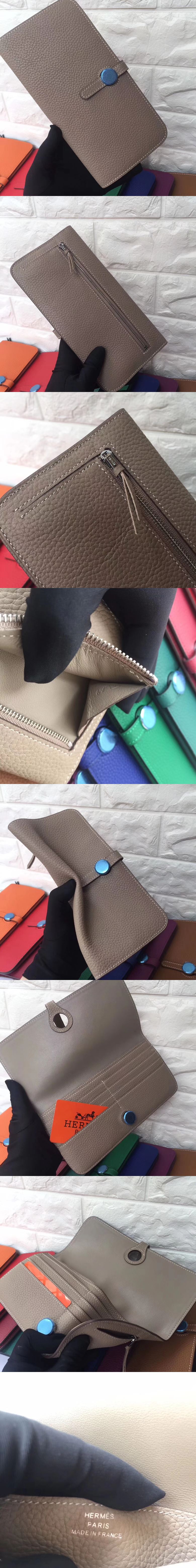 [HERMES][프리미엄]에르메스 도곤 장지갑 토고 그레이