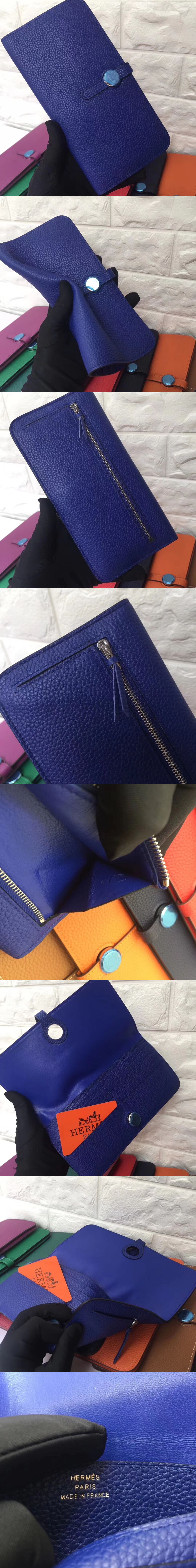 [HERMES][프리미엄]에르메스 도곤 장지갑 토고 네이비
