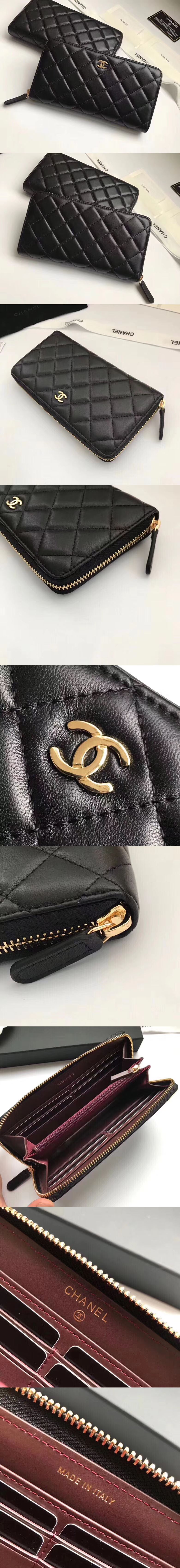  Chanel 샤넬 지퍼 장지갑 램스킨,캐비어 & 금장,은장
