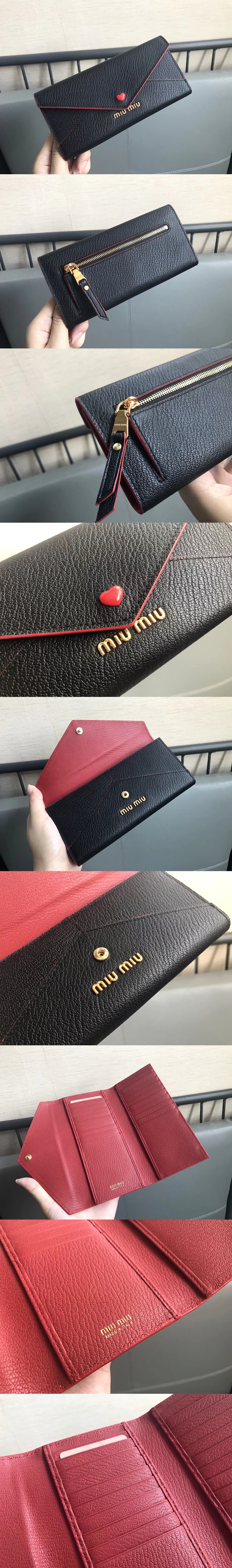  Miumiu 미우미우 마드라스 러브로고 레더월릿 4가지 색상