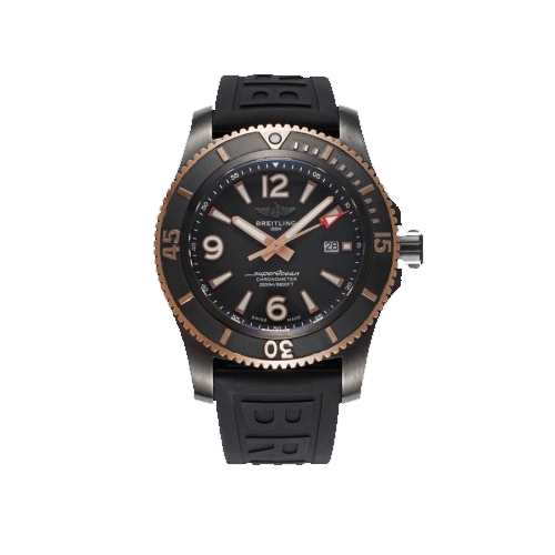 BREITLING 브라이틀링 슈퍼오션 블랙 로즈골드 러버밴드 46mm