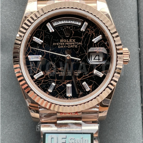 ROLEX 로렉스 데이데이트 플래티넘 다이아 다이얼 바게티 다이아 베젤 화이트 골드 10P 40mm