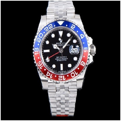 (실사영상) Rolex 로렉스 GMT 904L스틸 업!!지엠티 마스터II 126710BLRO-0001 듀얼 타임 블루/레드 투톤 24시간 회전 베젤 블랙 다이얼 5선 쥬빌리 브레이슬릿 오토매틱 무브먼트 rol0674 - Rolex GMT-Master 2 Oyster Blue/Red Noob Bezel Black Dial Jubilee Bracelet Automatic Movement