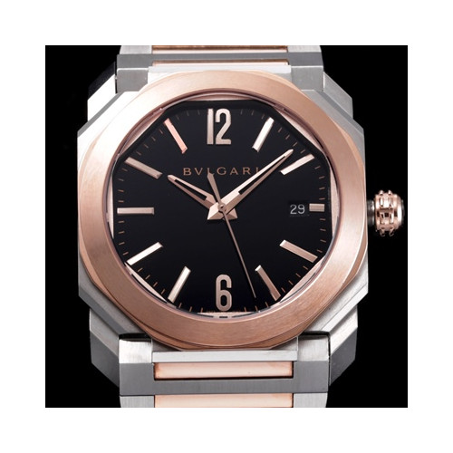 Bvlgari 불가리 옥토102854모델 18k로즈골드 콤비 블랙 다이얼 브레이슬릿 오토매틱 무브먼트 bvl0064 - Bvlgari Octo Best Edition 18k Rose Gold Ceramic Black Dial Bracelet Automatic Movement