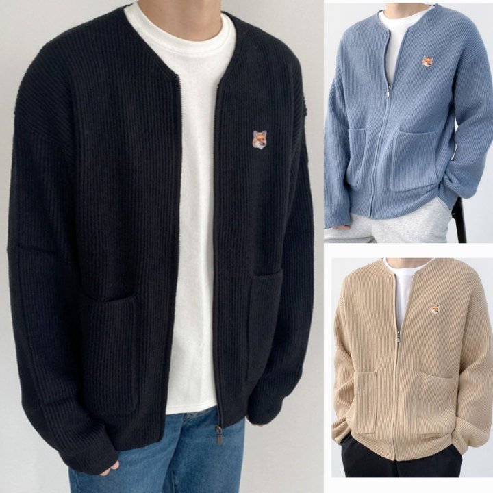 MAISON KITSUNE 메종키츠네 캐시하찌 니트집업 4COLOR