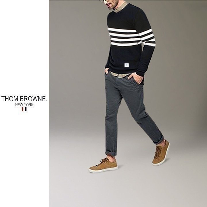 THOM BROWNE 톰브라운 롱 라인 라운드 니트