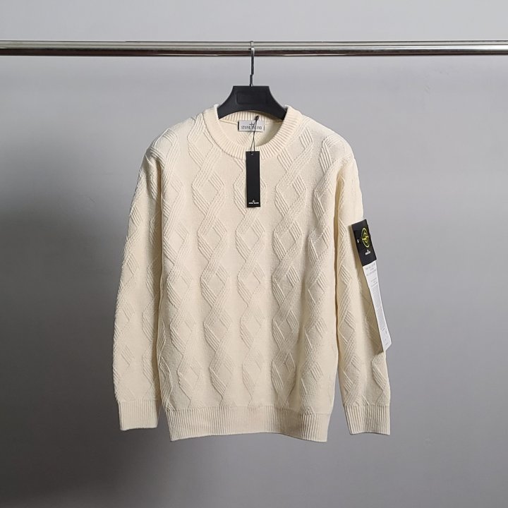 STONE ISLAND 스톤아일랜드 로고와펜 램스울 체인 니트