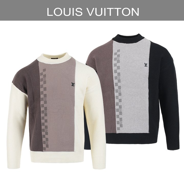 LOUIS VUITTON 루이비통 스틸로고 다미에 배색 램스울 니트