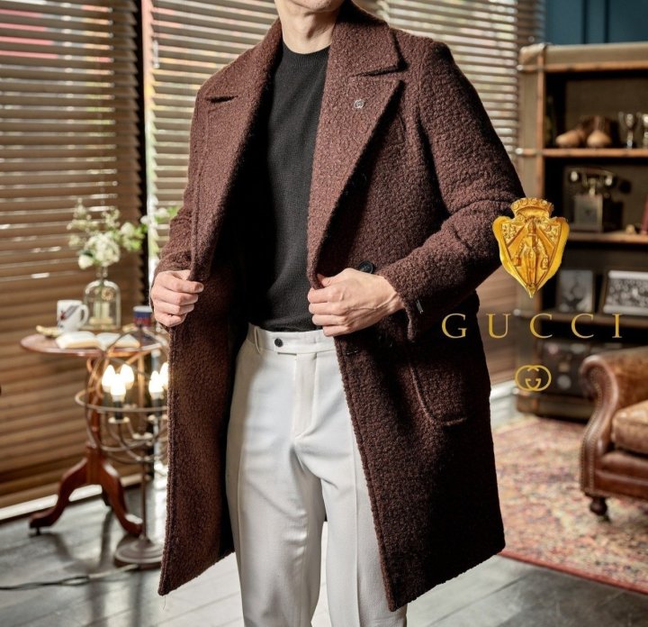 GUCCI 구찌 알파카 더블 브레스티드 코트