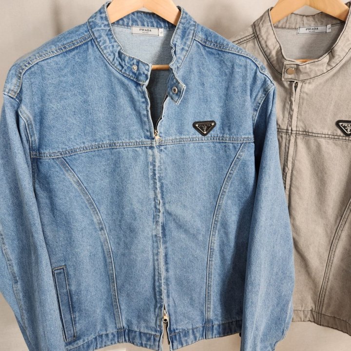 PRADA 프라다 오버핏 라이더 청자켓