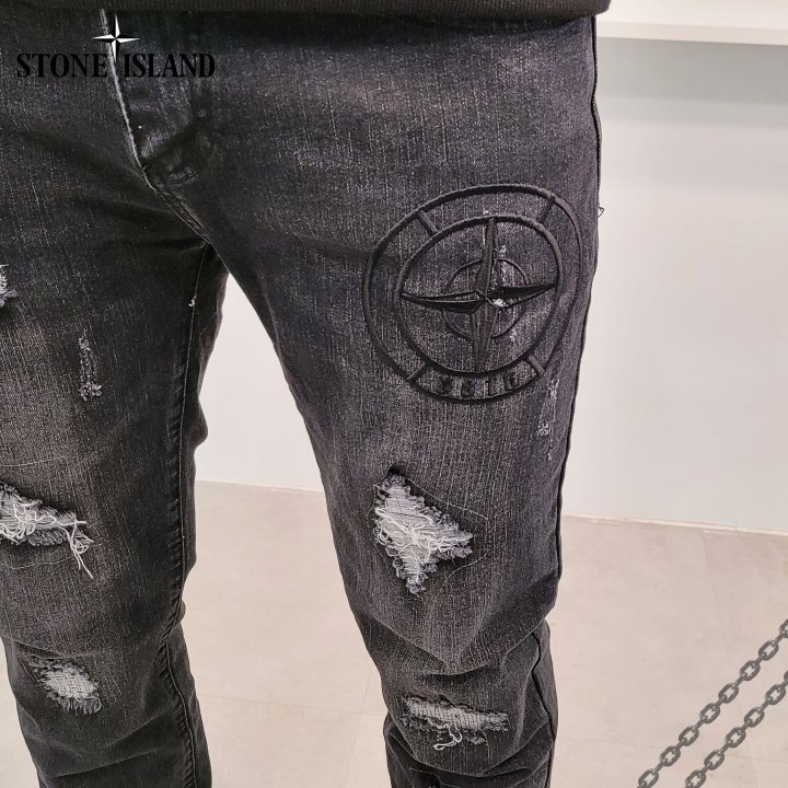 Stone Island 스톤아일랜드 나침반자수 흑 청바지