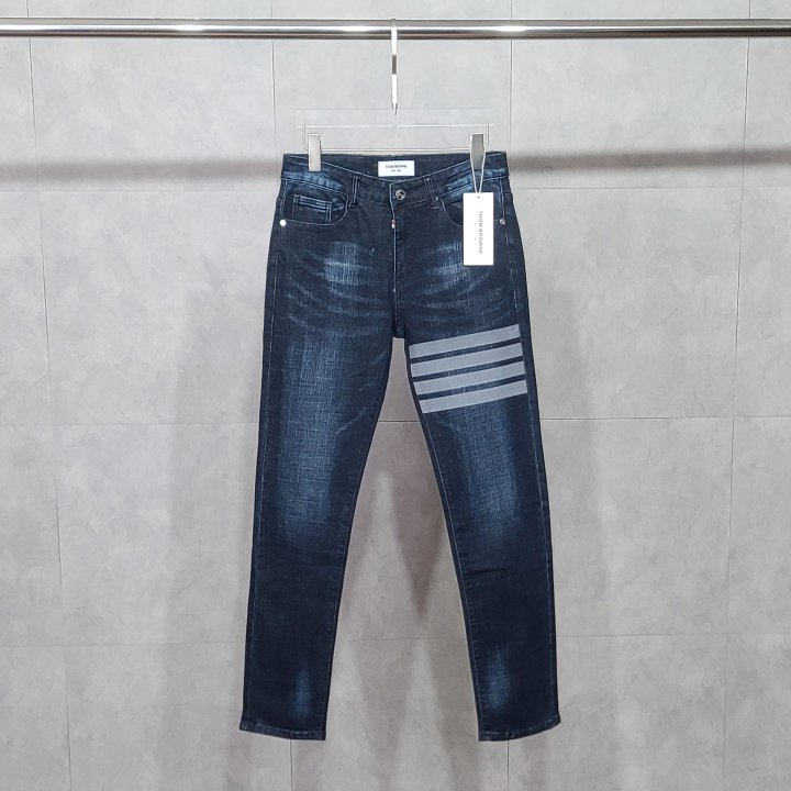 THOM BROWNE 톰브라운 사선완장 도그 진청 청바지
