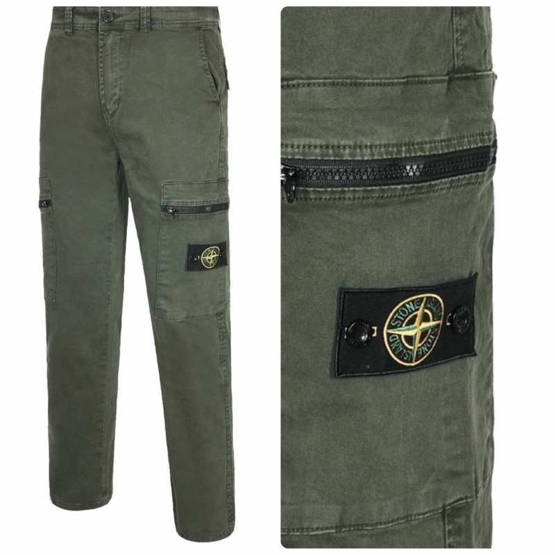 STONE ISLAND 스톤아일랜드 가먼트다잉 포켓지퍼 카고팬츠
