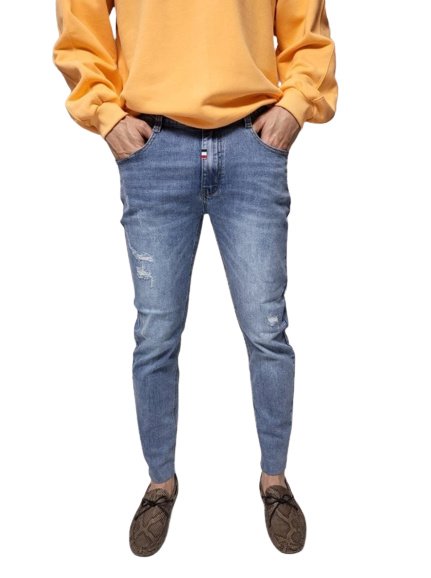 Thom Browne 톰브라운 밑단 컷팅 슬림청바지