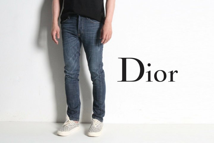 Dior 디올 로고패치 로우블루 슬림진