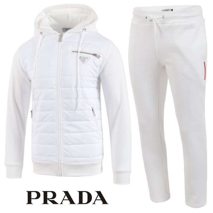 PRADA 프라다 지퍼 로고 후드 패딩 집업 셋트