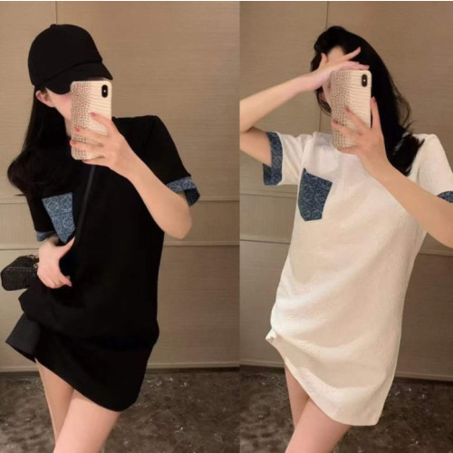 LOEWE 로에베 데님믹스 롱반팔 미니 원피스