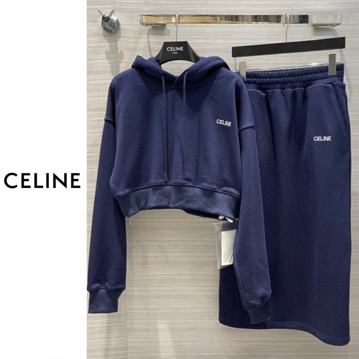 CELINE 셀린느 크롭 후드 롱치마세트