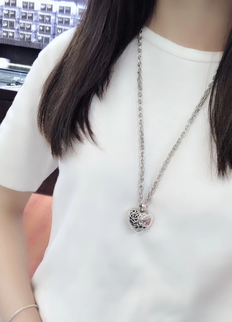 크롬하츠 남녀 925실버 하트 목걸이 65cm