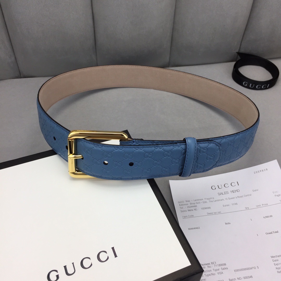 Gucci 2020 구찌 벨트 MG3634 블루 금장,은장