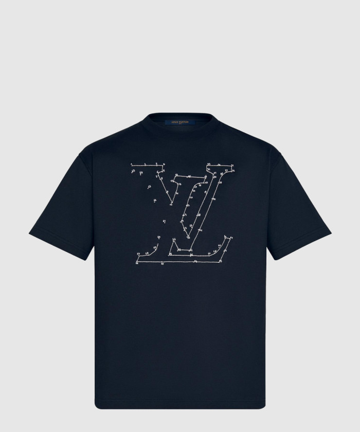 루이비통 스티치 프린트 앤드 엠브로이더드 티셔츠 1A96L0