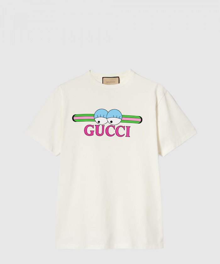 구찌 프린트 코튼 저지 티셔츠 785345