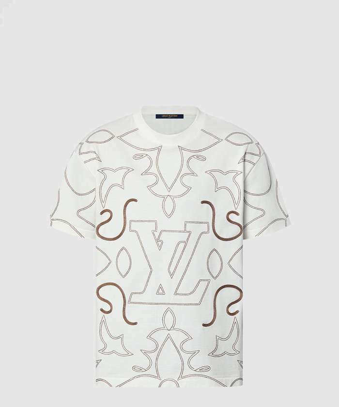 루이비통 엠브로이더드 코튼 티셔츠 1AFWVN