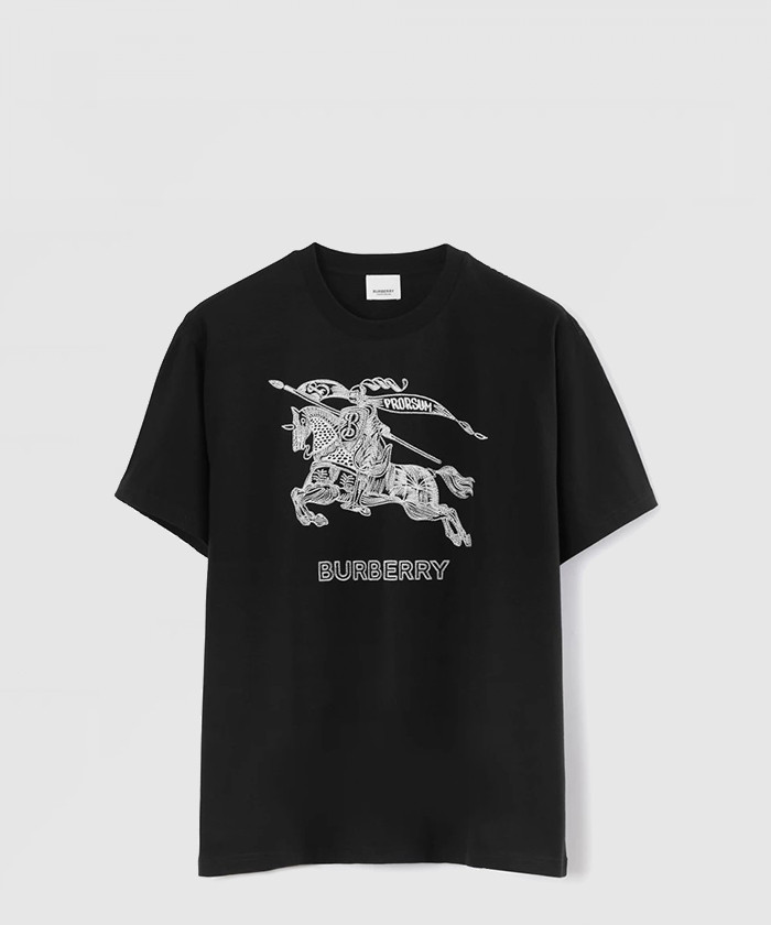 버버리 자수 코튼 티셔츠 80727751