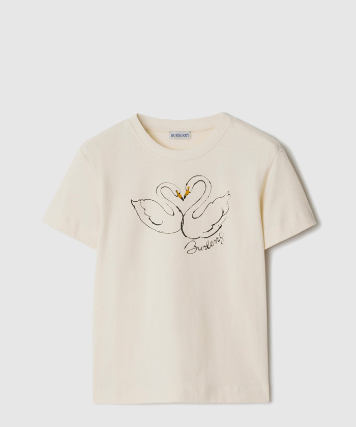 버버리 박시 스완 코튼 티셔츠 80958271