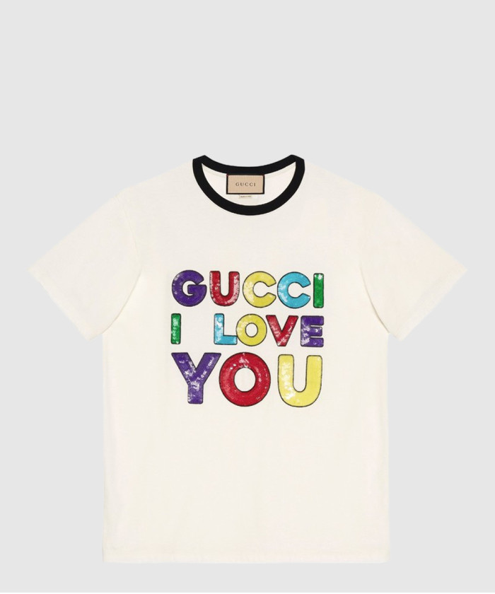 구찌 티셔츠 자수 디테일 코튼 저지 717422