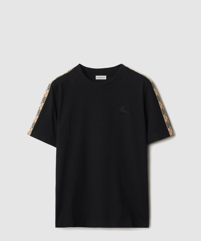 버버리 체크 트리밍 코튼 티셔츠 81062821