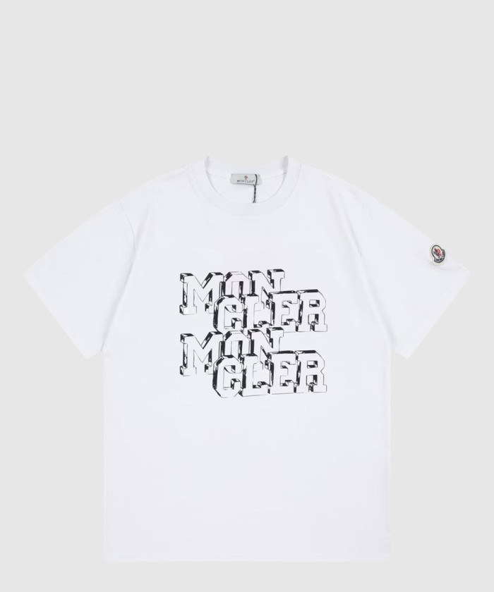 몽클레어 로고 패치 코튼 티셔츠