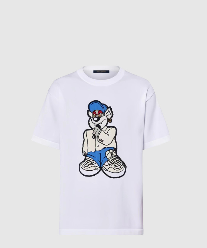 루이비통 프린티드 쇼트 슬리브드 코튼 티셔츠 1AATLF