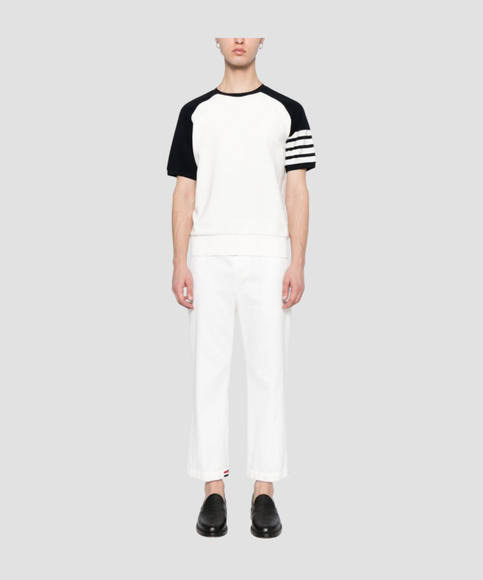 톰브라운 로고 패치 골지 티셔츠 블랙