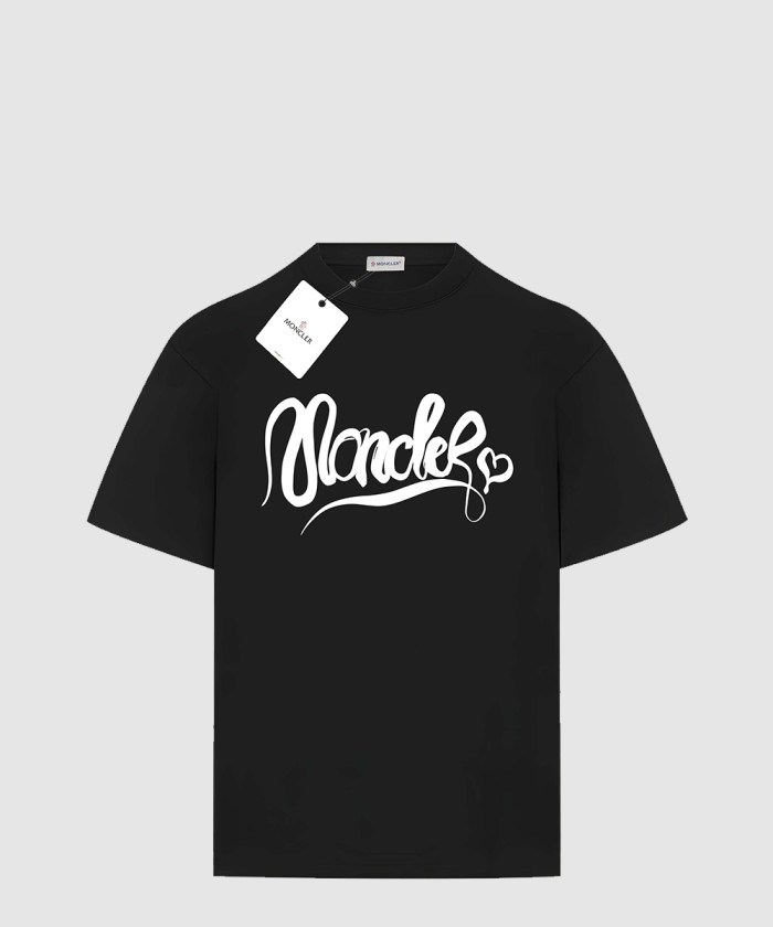 몽클레어 서예 로고 코튼 티셔츠